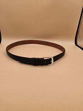 Lands' End Men's Black Leather Dress Belt Made in USA Size 36/90 Classic Essenti